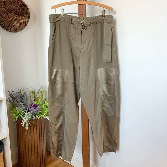 3.1 Phillip Lim Satin Cargo Belted Pant Olive green - Picture 4 of 16
